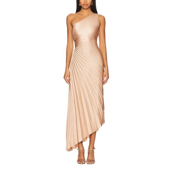 A.L.C. Pleated Rose Gold Delfine Dress Size 4 - benaras.co A.L.C. Pleated Rose Gold Delfine Dress Size 4 - benaras.co